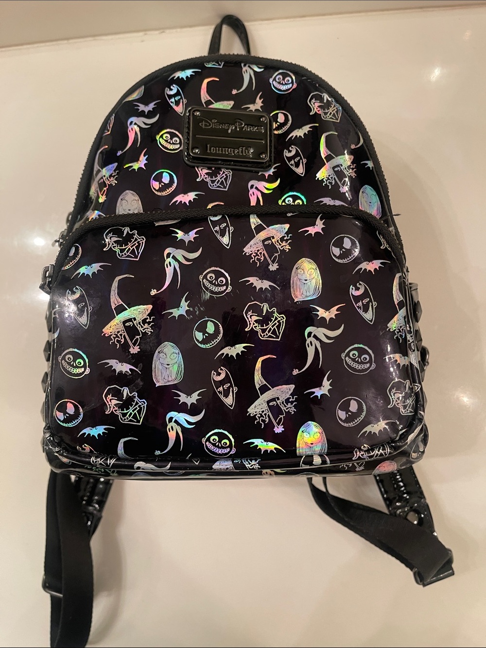 Loungefly Holographic Black Nightmare Pattern Mini Backpack